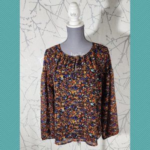 J. Crew Floral Printed Peasant Blouse
